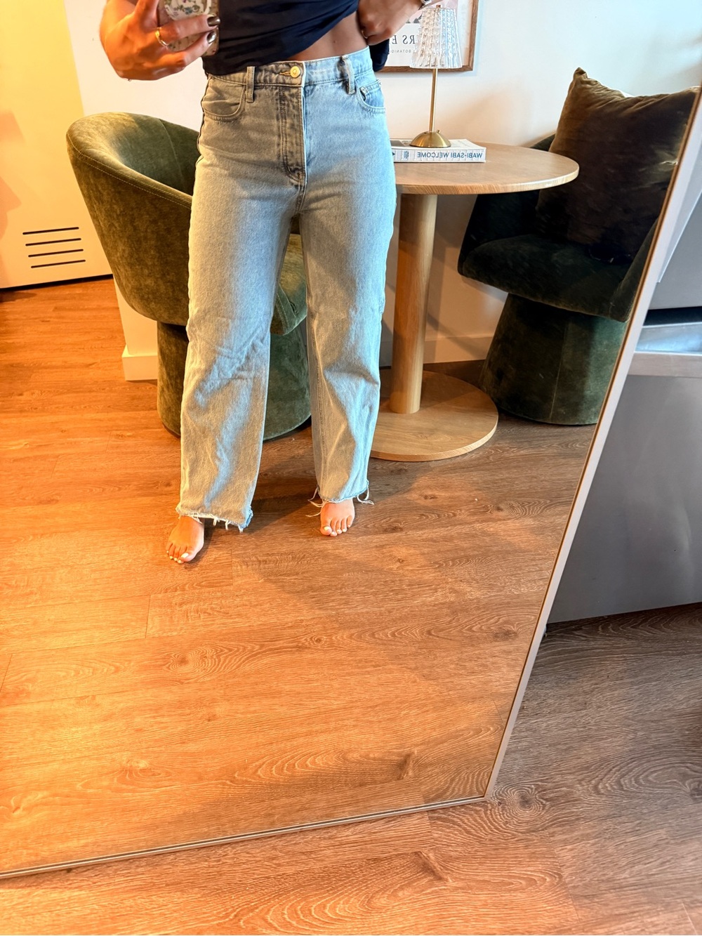 Princess Polly Light Blue Straight Leg Raw Hem Jeans